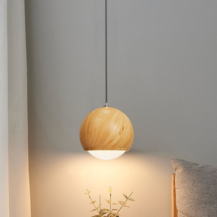Japanese Wood Grain Oval Iron Pendant Light — A / 220V-240V For UK/AU