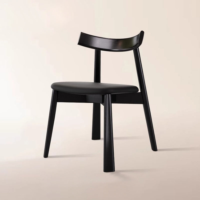 Nordic Upholstered Curved Leather Wood Dining Chair