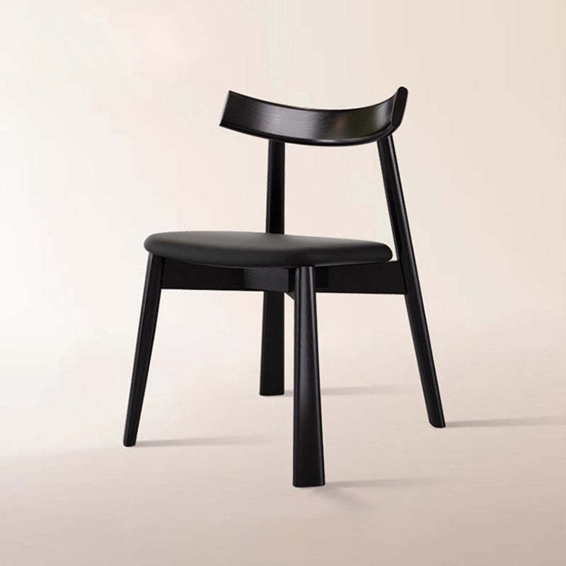 Nordic Upholstered Curved Leather Wood Dining Chair
