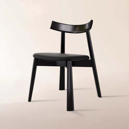 Nordic Upholstered Curved Leather Wood Dining Chair