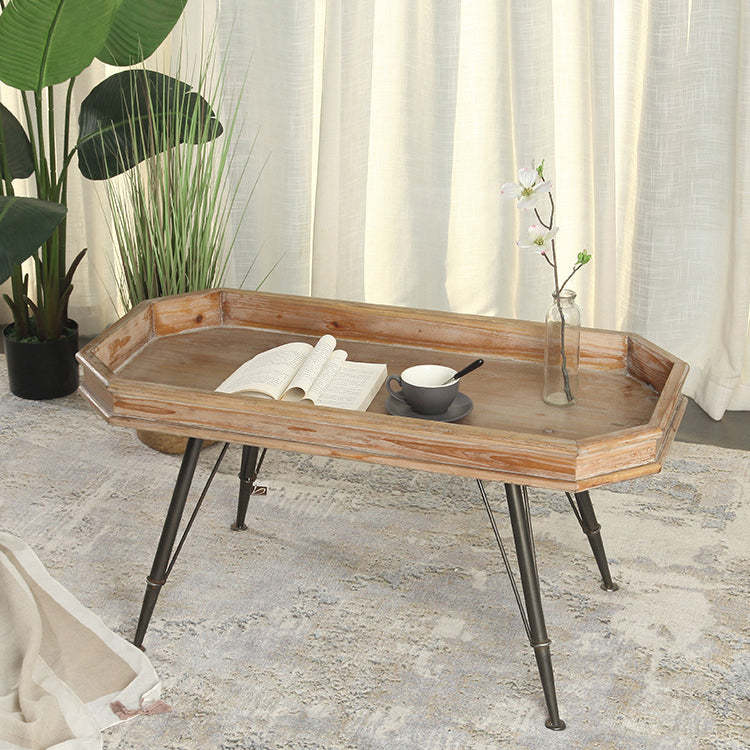 Rustic Rectangular Wood Iron Coffee Table
