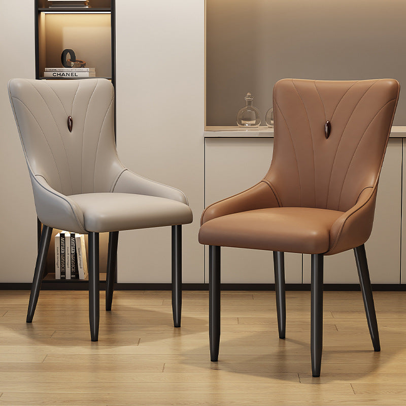 Scandinavian Leather Steel Latex Dining Chair — Sponge / Light Gray