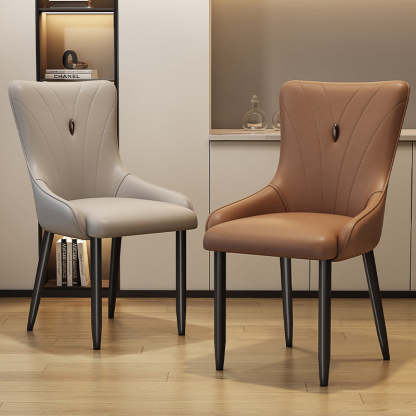 Scandinavian Leather Steel Latex Dining Chair — Sponge / Light Gray