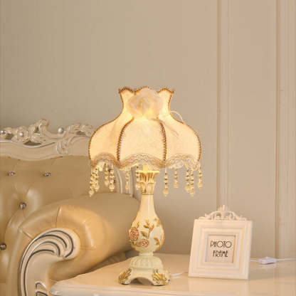 European Retro Carved Resin Fabric Alloy Lamp — A / Remote Control Switch / 220V-240V For UK/AU