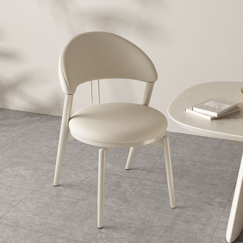 Nordic Leather Upholstered Steel Open Back Dining Chair