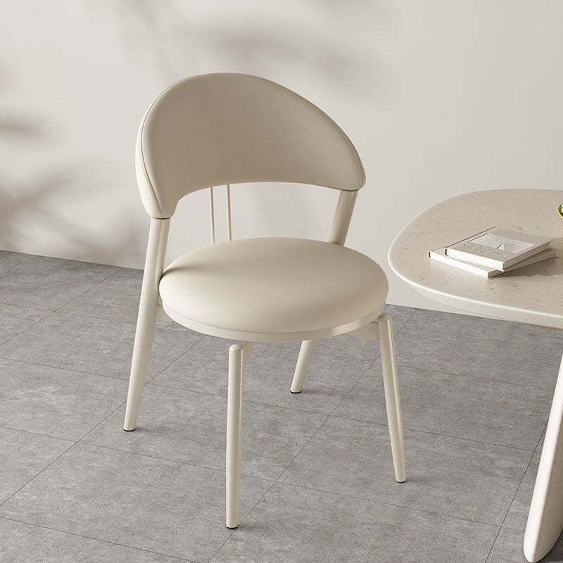 Nordic Leather Upholstered Steel Open Back Dining Chair
