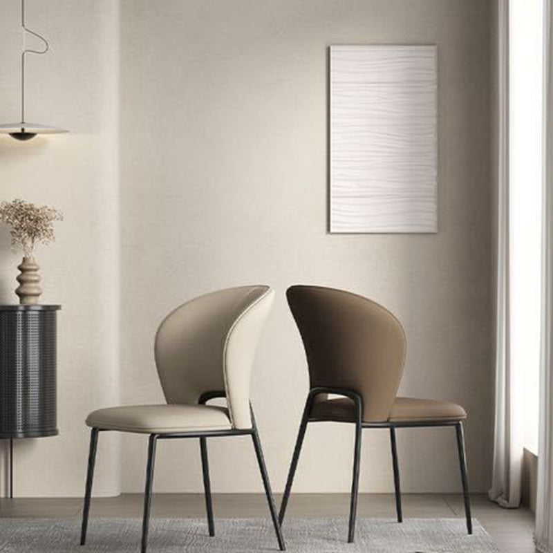 Minimalist Microfiber Leather Steel Curved Dining Chair