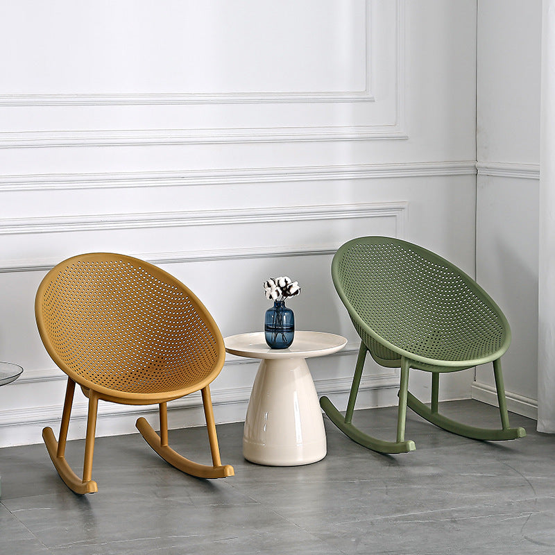 Contemporary Oval Plastic Armchair — Gray