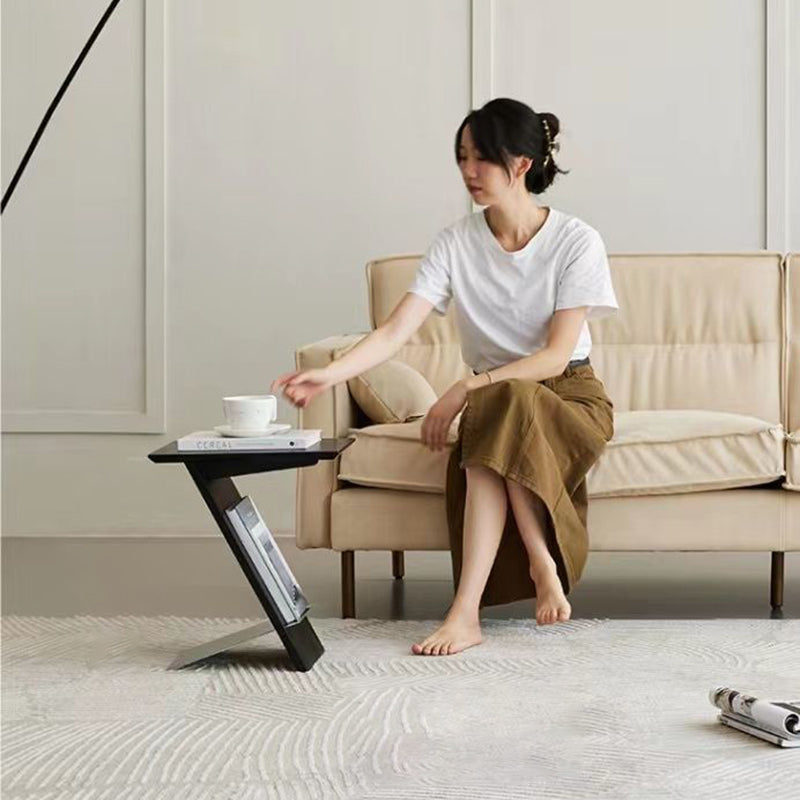 Minimalist Z-Shape Wood Metal End Table
