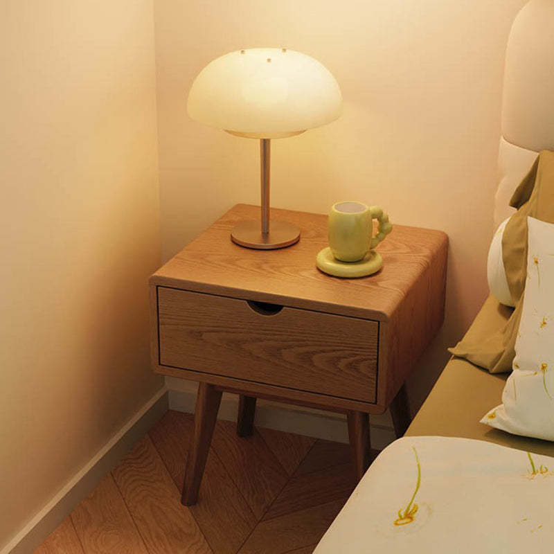Modern Cubic Rubber Wood 1/2-Drawer Nightstand