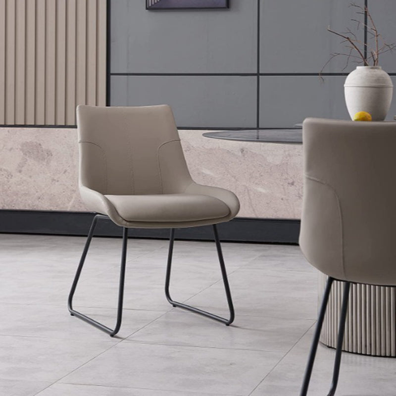 Nordic Leather Metal Trapezoidal Dining Chair