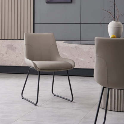 Nordic Leather Metal Trapezoidal Dining Chair — Gray