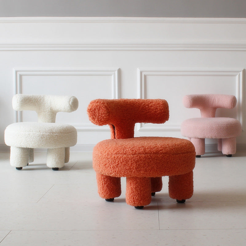 Nordic Lambswool Wood Round Chair