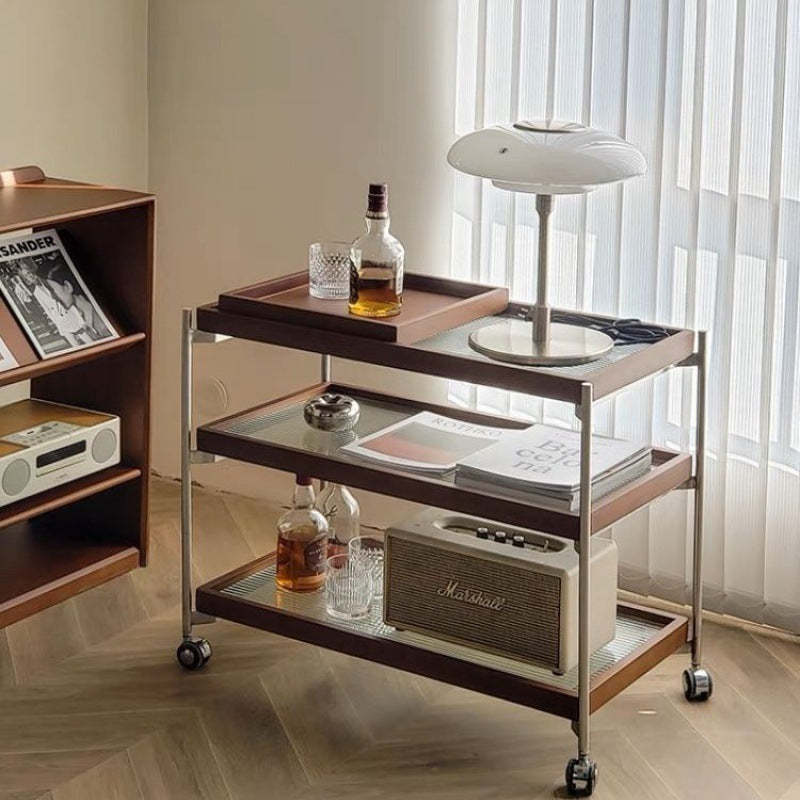 Minimalist Steel Glass Wood End Table