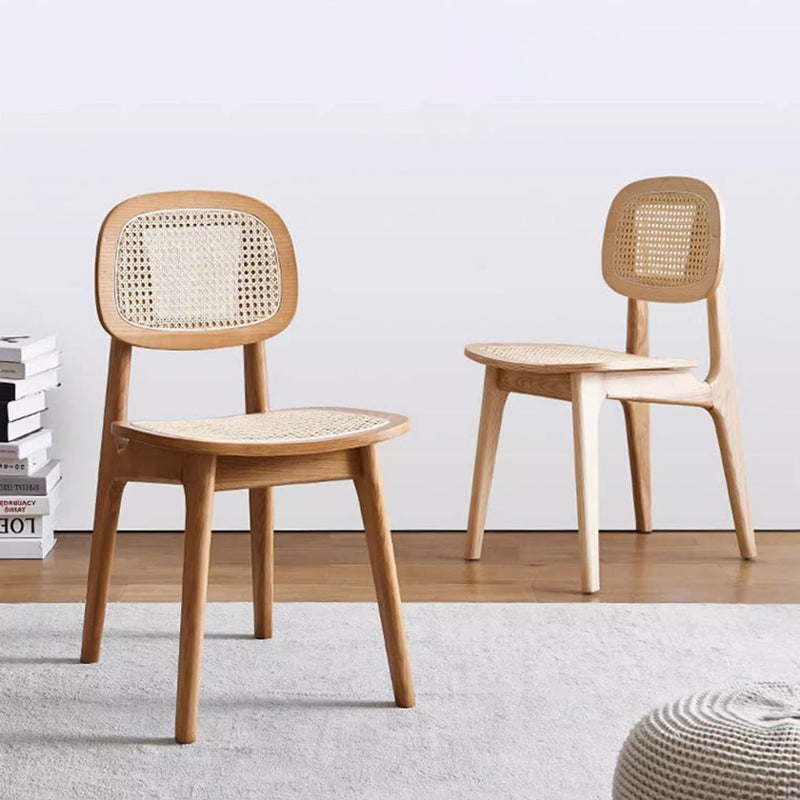 Minimalist Rattan Solid Wood Dining Chair — Original Wood Color