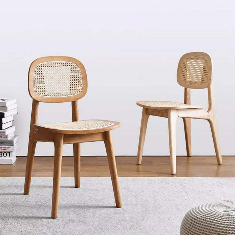 Minimalist Rattan Solid Wood Dining Chair — Original Wood Color