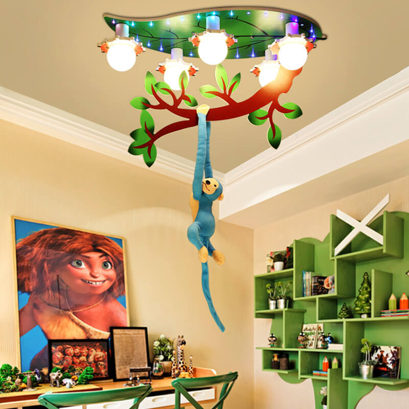 Lighom creative kids leaf green flush mount lighting — 220V-240V (UK/AU)