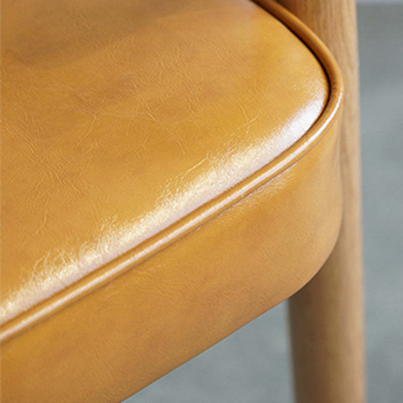 Nordic Leather Oak Dining Chair — Walnut Color / Black