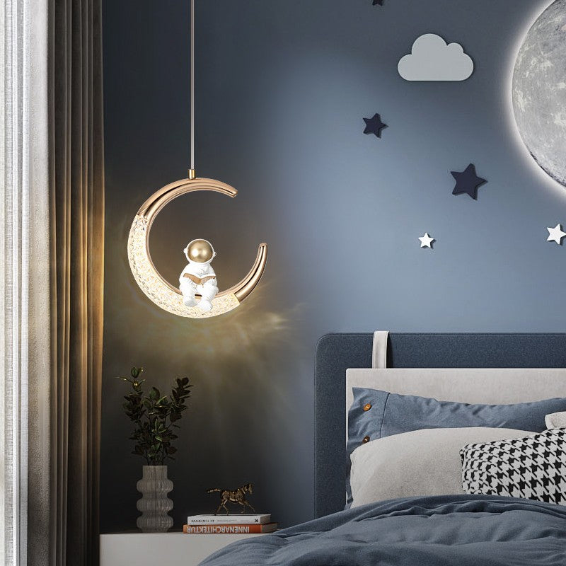 Modern Astronaut Moon LED Kids Pendant Light