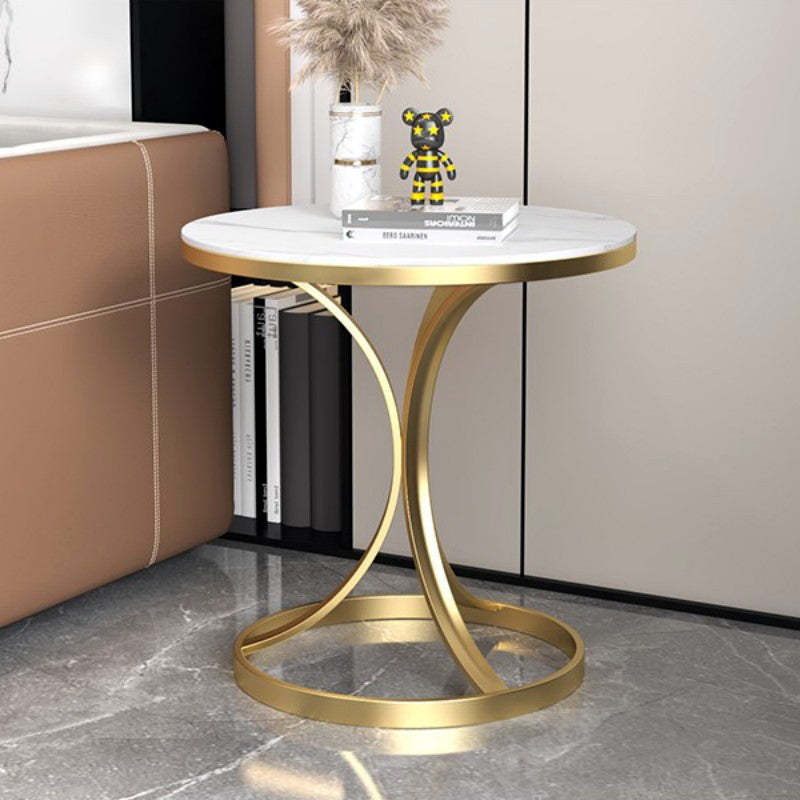 Modern Luxury Rock Slab Steel Coffee Table