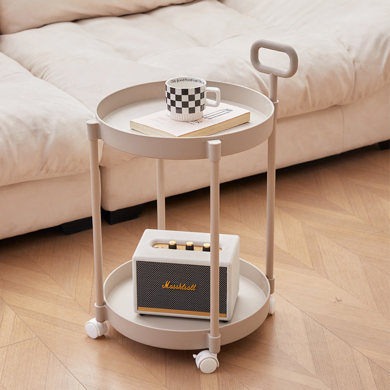 Minimalist Rotating 2-Tier Plastic Coffee Table — Brown