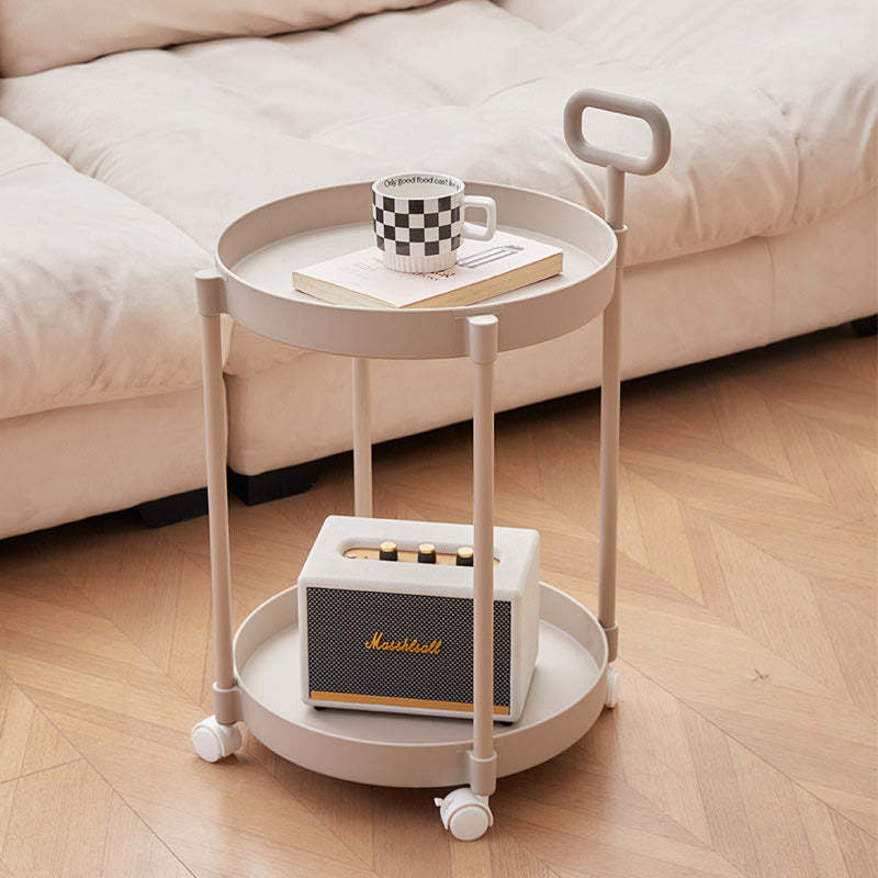 Minimalist Rotating 2-Tier Plastic Coffee Table — Brown