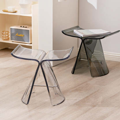 Scandinavian Butterfly Vanity Stool — Smoky Gray