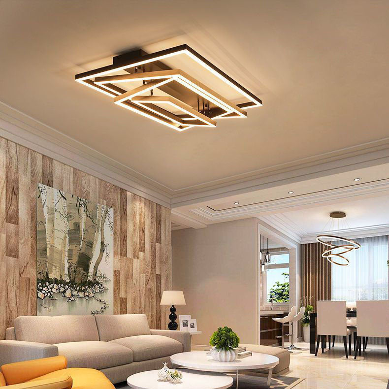 Minimalist Aluminum Multi-Layer Rectangular LED Flush Light — 3 / Warm Light (3000K) / 110V-120V For US/CA
