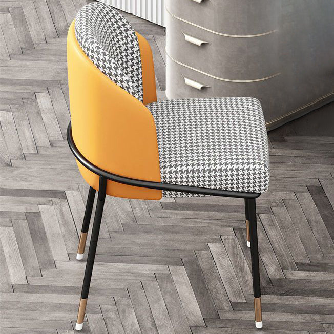 Nordic Leather Fabric Iron Wraparound Dining Chair — Blue - Leather