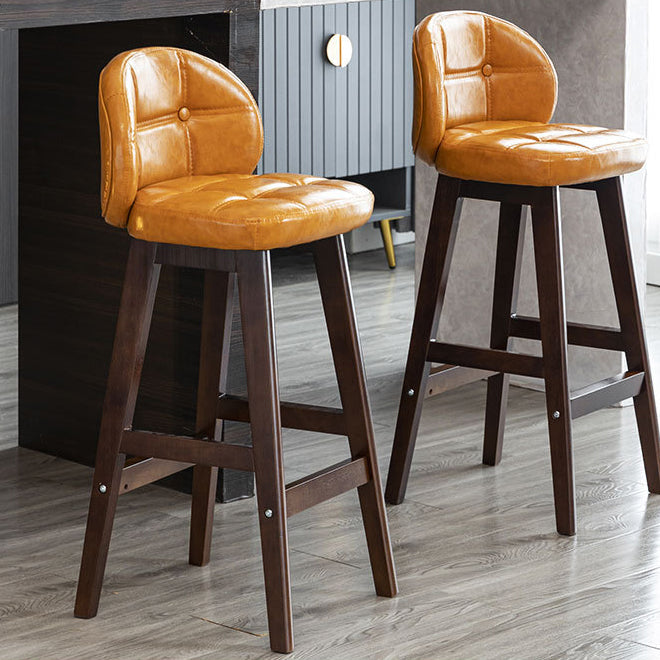 Minimalist Wood Leather Bar Stool