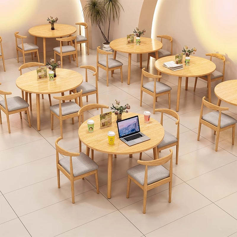 Minimalist Round Faux Slab Wood Dining Table
