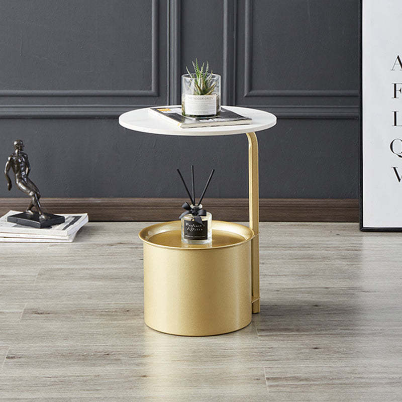 Minimalist Round Iron Rock Slab Side Table