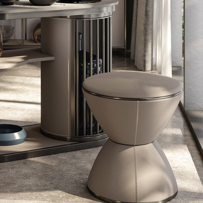 Minimalist Hourglass Leather Steel Stool