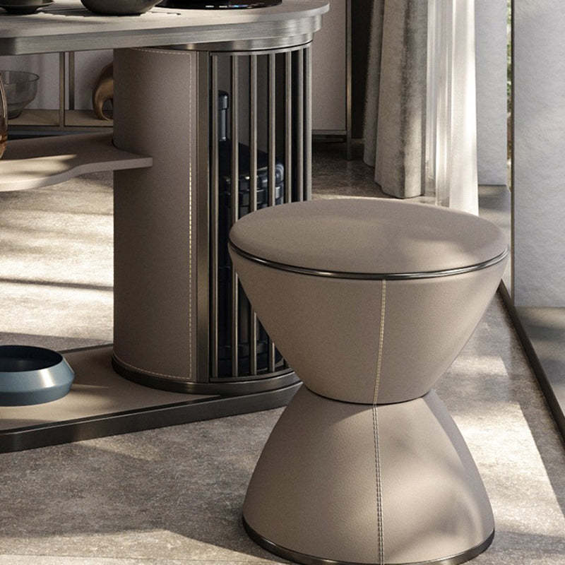 Minimalist Hourglass Leather Steel Stool
