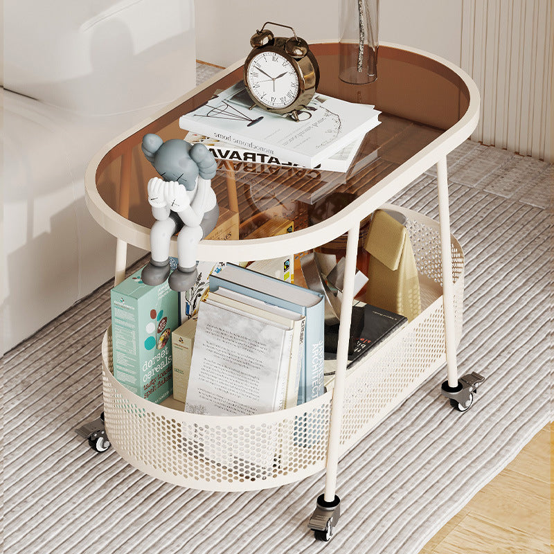 Minimalist Iron Glass 2-Tier End Table