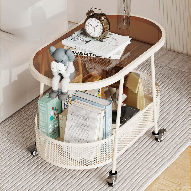 Minimalist Iron Glass 2-Tier End Table