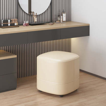 Minimalist Leather Solid Wood Vanity Stool — Gray