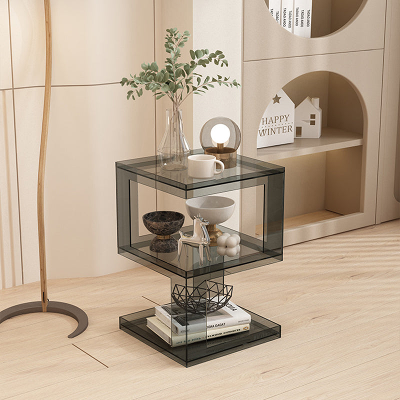 Minimalist Acrylic 3-Tier Square End Table — A / Black