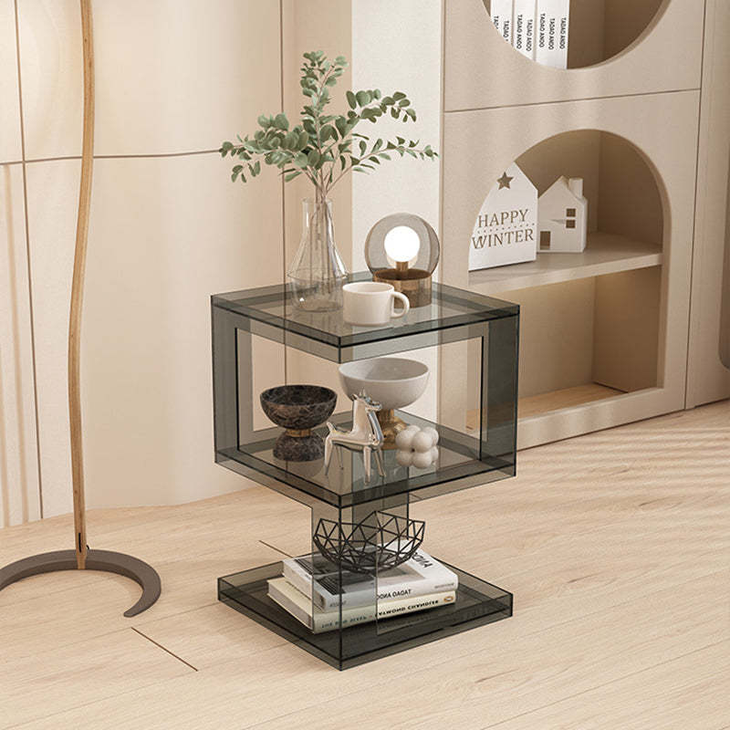 Minimalist Acrylic 3-Tier Square End Table — A / Black