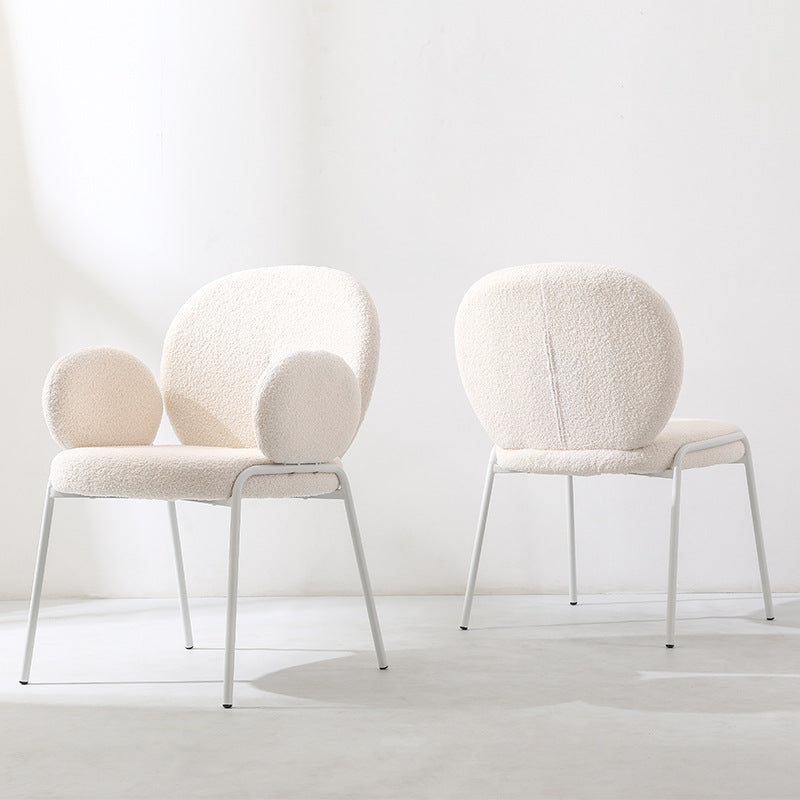 Nordic Velvet Metal Round-Back Vanity Stool