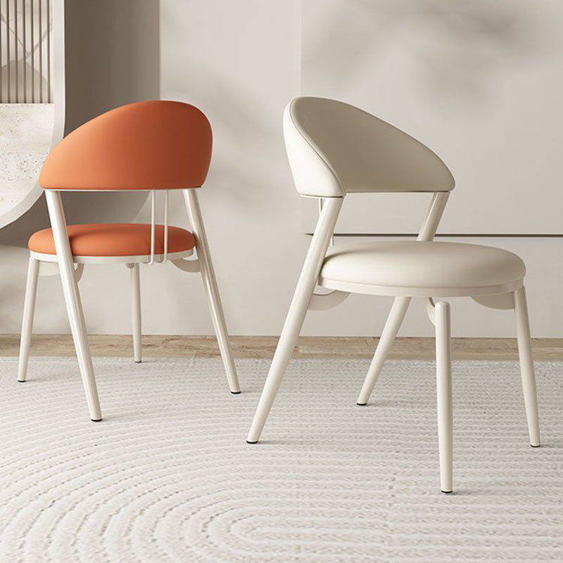 Nordic Leather Upholstered Steel Open Back Dining Chair