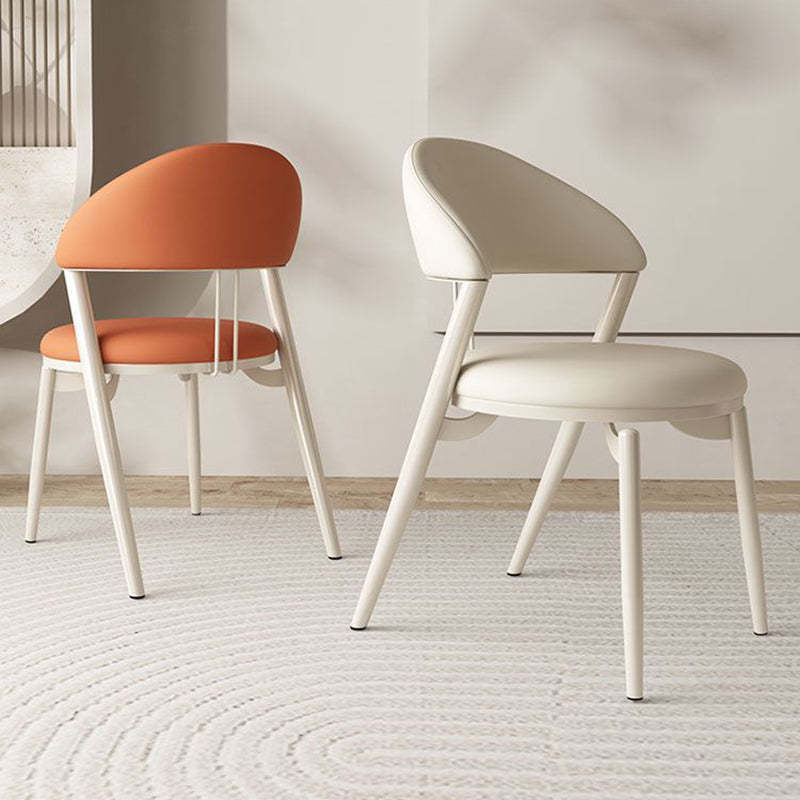 Nordic Leather Upholstered Steel Open Back Dining Chair