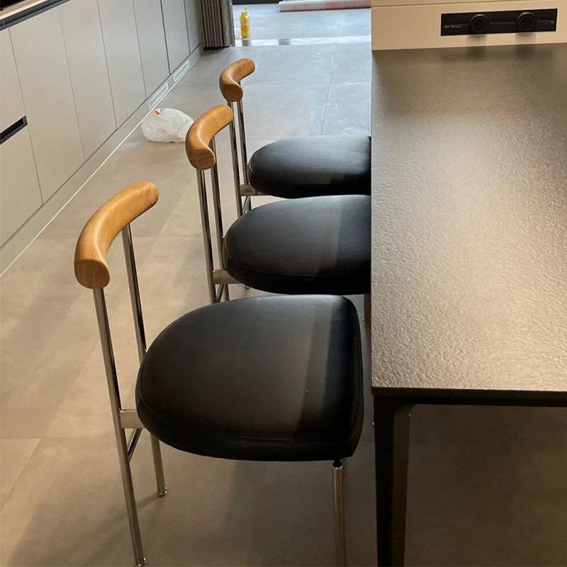 Nordic Half-Round Leather Metal Wood Dining Chair