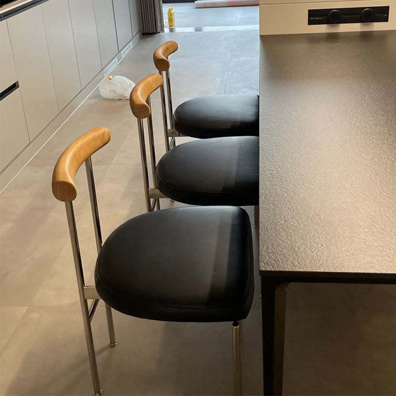 Nordic Half-Round Leather Metal Wood Dining Chair