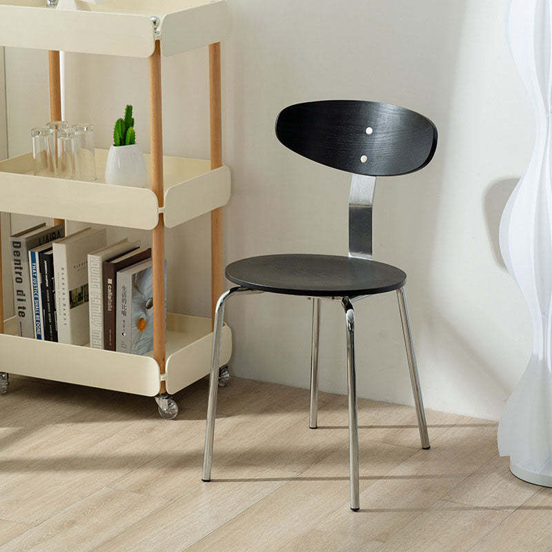 Minimalist Round Wood Iron Dining Chair
