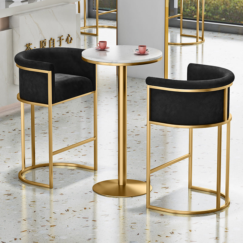 Nordic Half-Round Velvet Metal Armchair