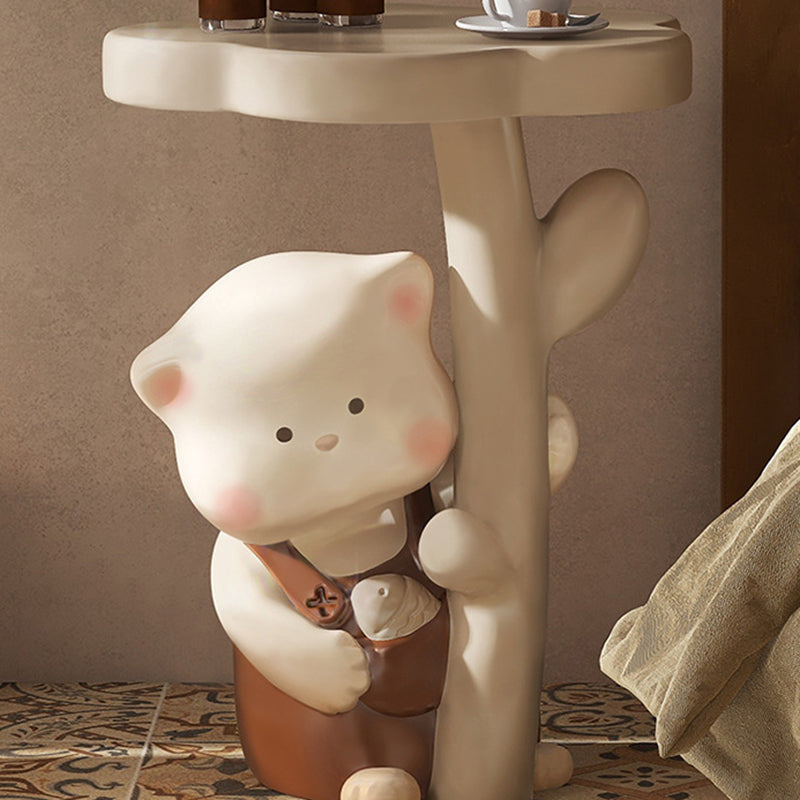 Contemporary Kids Cat Flower Resin End Table