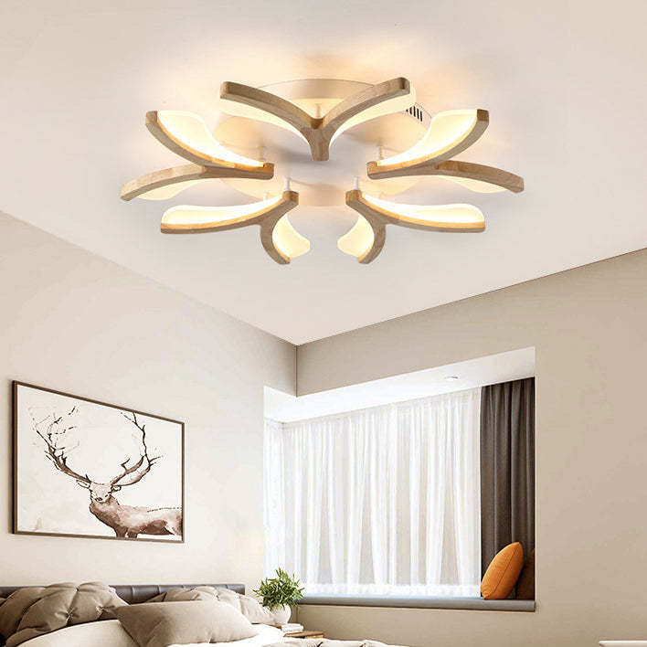 Scandinavian Wood Branch Flower Ceiling Light