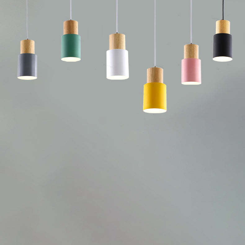 Nordic Cylinder Wood Pendant Light