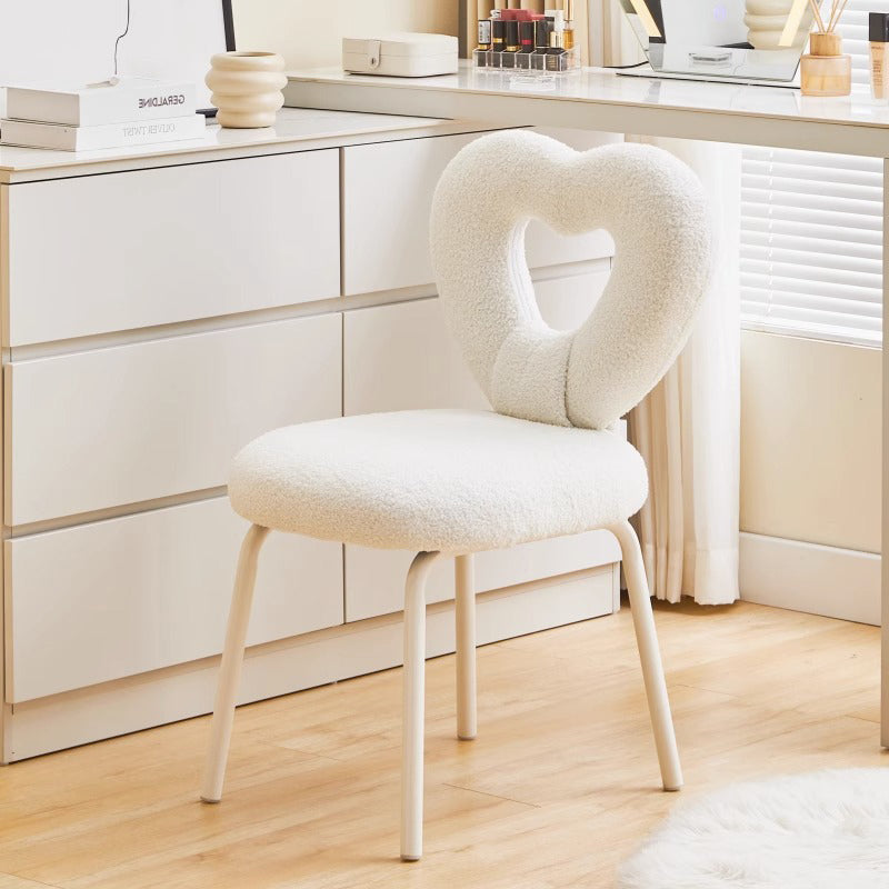 Nordic Heart Lambswool Wood Vanity Stool